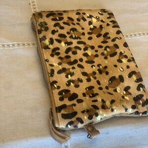 Leopard Print Clutch with Gold Accents
